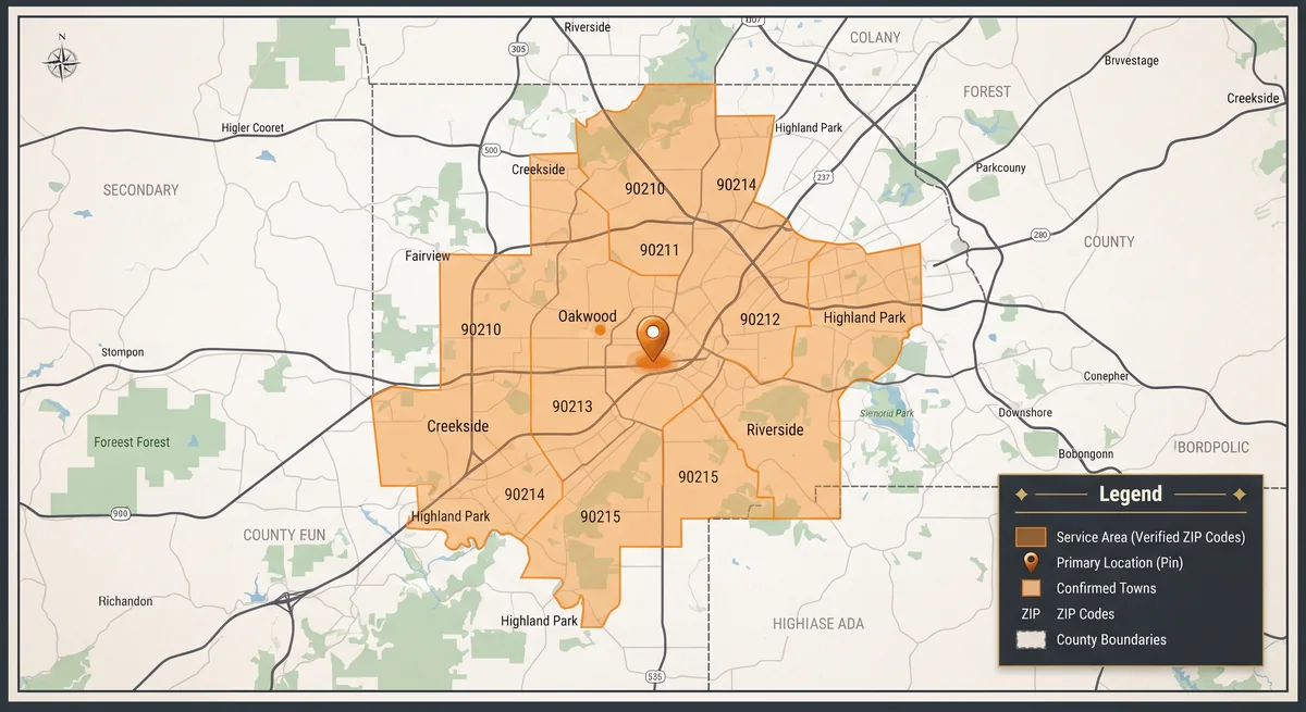 Concept service-area map requiring geographic verification